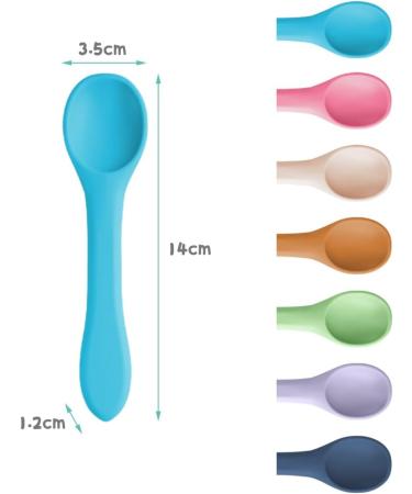 Vicloon Baby Spoons 7 Pcs - Silicone Self-Feeding Weaning Spoons for Kids & Infants - Training Spoon Set for Toddlers - Light Color - Buy Online on GoSupps.com