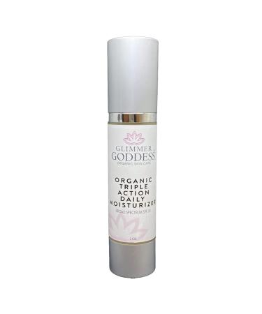 GLIMMER GODDESS Organic Lemon Face Cream - 24 Hr Hydration Anti-Aging Shea Butter & Green Tea - Less Stretch Marks All Skin Types 2 oz