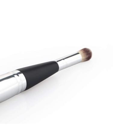 Multifunction Double Head Makeup Brush - Professional Wood Handle for Powder Blush & Eye Cosmetics - Black & Silver - Buy Online on GoSupps.com