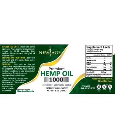 New Age Hemp Oil - All Natural USA Grown (1000mg, Pack of 2) - Buy Online on GoSupps.com