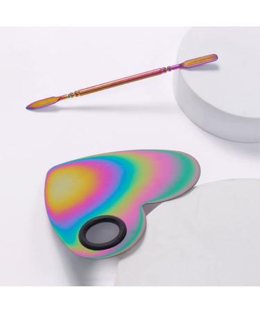 Buy Beaupretty Mini Heart Shaped Makeup Mixing Plate & Spatula | Stainless Steel Nail Color & Foundation Tools - International Shipping - Buy Online on GoSupps.com