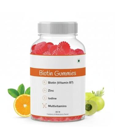 GHC Biotin Hair Gummies - 30 Gummies | 30 Days Pack | Enriched with Biotin Vitamin A C E & Zinc | Added Sugar | Keeps Hair Healthy & Strong | Cranberry Flavored |100% Vegetarian