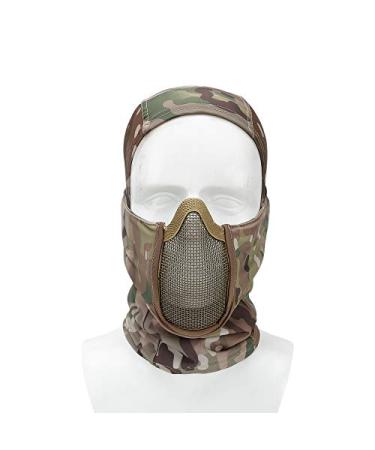 Balaclava Mesh Mask Ninja Style Headgear with Full Face Protection Helmet Liner Cap for Hunting Airsoft Cycling Cp