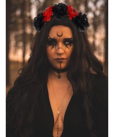 Fashband Halloween Flower Headband Black Rose Spider Headbands Crown Hair Band Party Day of the Dead Headpiece Cosplay Hair Accessories for Women - Buy Online on GoSupps.com