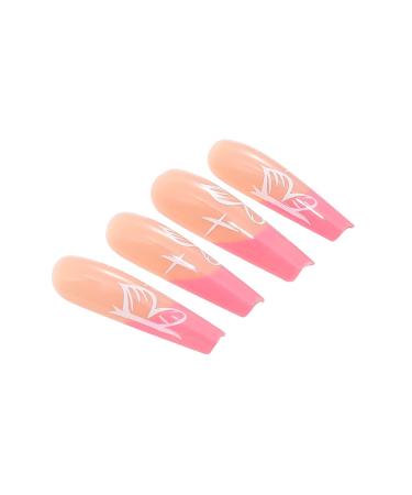 Brishow French Butterfly Press-On Nails - 24 Ballerina Acrylic Pink Artificial Nails for Women & Girls | International Shipping Available - Buy Online on GoSupps.com