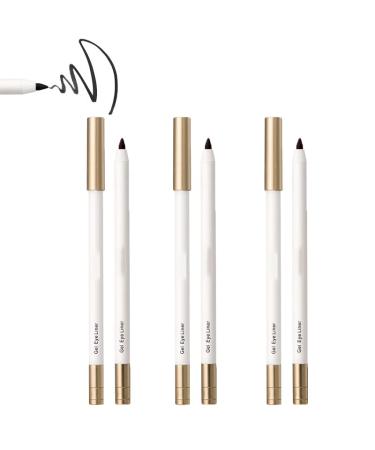 2/3Pcs Heykomi Makeup Eyeliner Gel Pen Matte Eye Liner Pencil Non-Smudging Waterproof And Long-Lasting Eyeliner Pencil Professional Gel EyeLiner with Pencil Sharpener (3*Black)