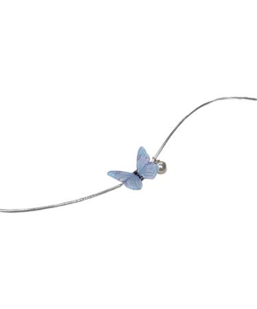 Buy Kuaiyiju Delicate Butterfly Necklace | Personalized Unique Collarbone Chain Accessory for Meetings - Blue - Buy Online on GoSupps.com