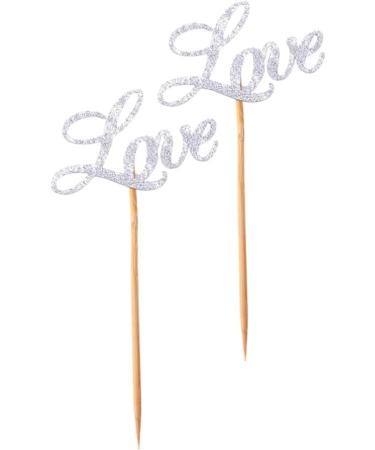 ibasenice 5pcs Fruitcakes Birthdays Love Cake Picks Appetizer Picks Cocktail Picks Anniversary Glitter Heart Toppers Stick Fruit Picks Food Skewers Picks Valentines Day Wooden Wedding Props - Buy Online on GoSupps.com