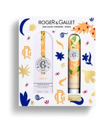 ROGER & GALLET | Neroli Gift Set | 1 fl oz Wellbeing Fragrant Water | 1 oz Hand & Nail Cream | Limited Edition Neroli Minis Gift Set