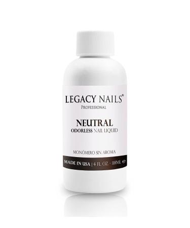 Legacy Nails Professional Neutral Odorless Nail Liquid - Odorless Non-yellowing Formula, Great for Clients and Nails Techs That Sensitive To Monomer Smell (4 Ounces)