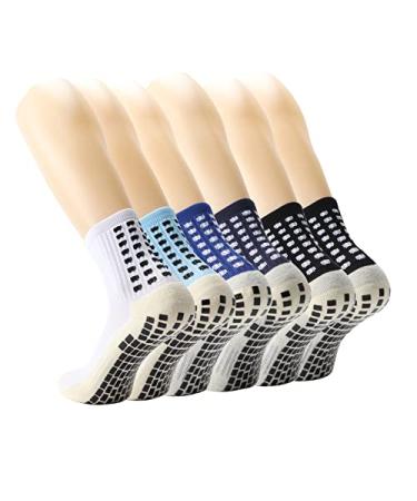 MEIANJU Men's Soccer Socks Anti Slip Non Slip Grip Pads for Football Basketball Sports Grip Socks 6 Pair gift box 6-10 Multicolor16pairs Gift Box