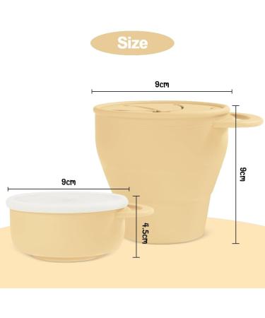 Vicloon Collapsible Silicone Baby Snack Cup - Non Spill Snack Pot for Toddler with Lid - Beige - Buy Online on GoSupps.com
