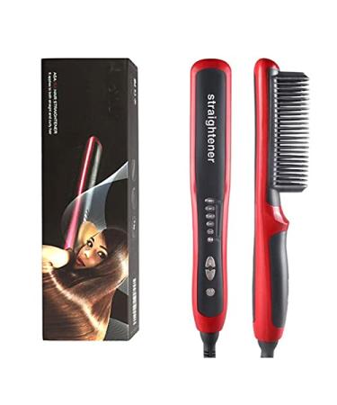 Multifunctional Men Beard Straightener Comb Anti-Scald Hair Straightening Brush Comb Fast Heating Hair Straightener for Your Hair (Color : 025 Red Have Box Plug Standard : EU)
