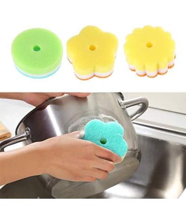 Sponges Scouring Pads 5pcs Flower Shape Sponge Brush Tableware Glass Wash Dishes Sponge Kitchen Home Christmas Cleaning Tool Random Color - Buy Online on GoSupps.com