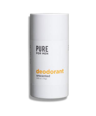 Pure For Men Deodorant | Aluminum Free  Phthalate Free | Clean Ingredients  Vegan and Organic for Men | Vitamin B  Shea Butter  Coconut Oil | Safe for All Skin Types | Unscented  2.65 oz.