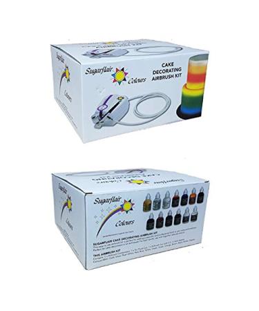 Sugarflair Professional Cake Decorating Airbrush Kit with 12 x Airbrush Colours