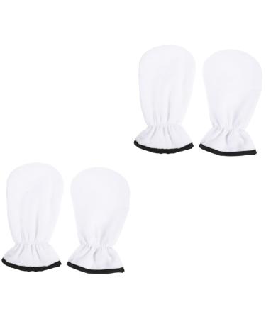 Ipetboom 2 Pairs Maintenance Essential Oil Gloves Hand Mitts Heated Glives Bath Mitt Eye Patches for Adults Dead Skin Removal Mitten Warm White Polyester Blindfold Exfoliating
