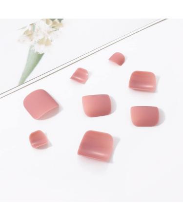 Handcess Square Matt Artificial Toenails - Short Skin Color & Pink Full Cover Nail Tips (24 Pieces) | Ideal for Women & Girls - International Shipping Available - Buy Online on GoSupps.com