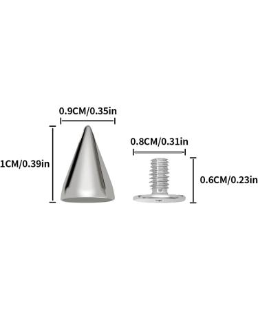 zhuohai 100 Pairs Cone Spikes Screwback Studs, Cone Silver Studs and Spikes  Punk, DIY Leather Craft Cool Rivets Punk(7X10mm)
