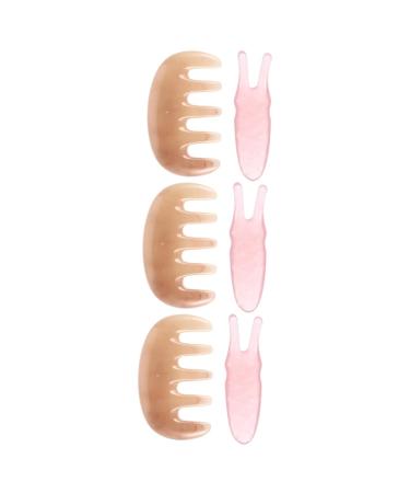 TOVINANNA 3 sets of massage devices scrape of scalp combat scalp care bursts -massage massage comb for the scalp head scalp comb hairbrush beeswax multifunction pink