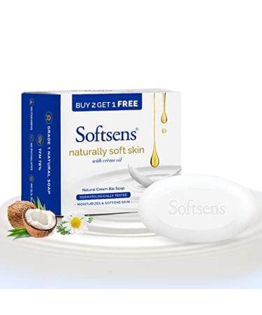 Softsens_Naturally_Soft Skin Cream Bar Soap I Enriched with Natural Creme Oil I Dermatologically Tested & Parben Free- Pack of 1(100 gms x 3)