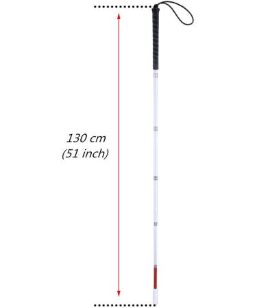 White Cane Aluminum Folding Cane for the Blind Folds Down 6 Sections with 2 Tips (130 cm (51 inch) Black Handle) 130 cm (51 inch) Black Handle - Buy Online on GoSupps.com