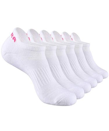 LITERRA Womens Ankle Socks 6-Pairs Athletic Running Sport Socks With Cushioned Sole 6 Pairs White (Women Shoe 6-10)