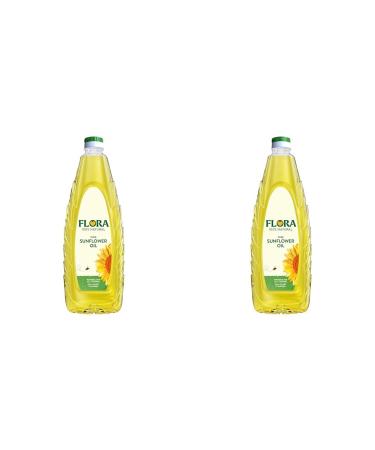 Flora Pure Sunflower Oil with Vitamin E 1L (Pack of 2) 1 l (Pack of 2)