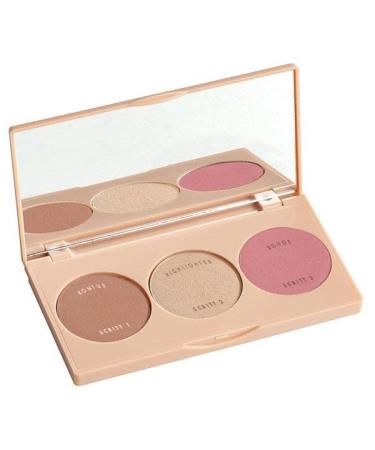 FARMASi Makeup Face Palette  Trio Eyeshadow  Long Lasting Face Sculpting  Shimmer Illuminator  Blush and Highlighter Powder  Glow Contour Shadow Bronzer  All Skin Types  0.52 oz. / 15 g (3 in 1 Face Palette)