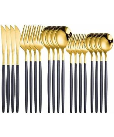 Silverware Set White Silver Cutlery Set Stainless Steel Dinnerware Set Forks Knives Spoons Set Fork Knife Black Silver Kitchen Tableware 20Pcs (Color : Black 20pcs) - Buy Online on GoSupps.com