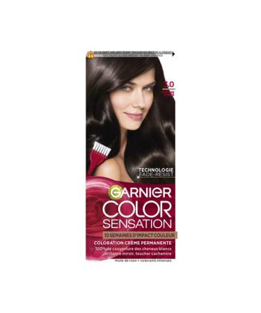 Garnier Garnier Color Sensation Hair Color - Dark Brown 3.0 - Permanent Cream Hair Color - All Hair Types - Color Lasts Up to 10 Weeks & 100% Gray Coverage