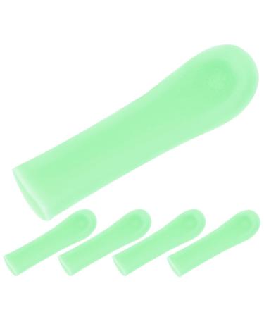 FRCOLOR Ear Spoon Replacement Accessories 5pcs Silicone Ear Cleaner Tips Reusable Ear Spoon Tips Covers Sleeve Ear Wax Removal Tool (Light Green)