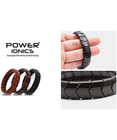 Power Ionics Black Tourmaline Mens Bracelet - Adjustable Stretch Wristband with Beads - Black/Dark Gray - Buy Online on GoSupps.com
