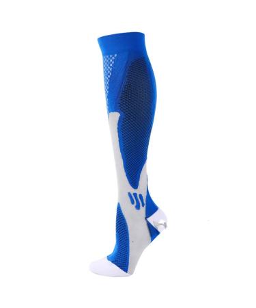 Zmerch running compression stockings stockings 20 30 mmHg for men and women sports socks for breastfeeding rugby marathon cycling football varicose veins (L-XL/01-blue) 01-Blue L-XL