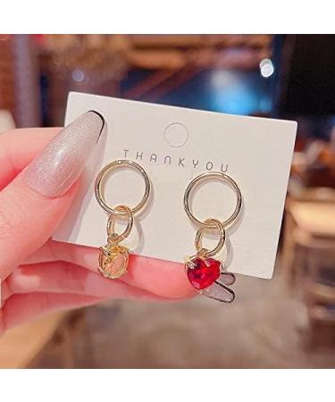 Fashion Earrings Asymmetric Crystal Heart Drop Earrings for Women Fashion Gold Color Pendant Earrings Wedding Party Jewelry Dainty Earrings Fashion Accessories - Buy Online on GoSupps.com