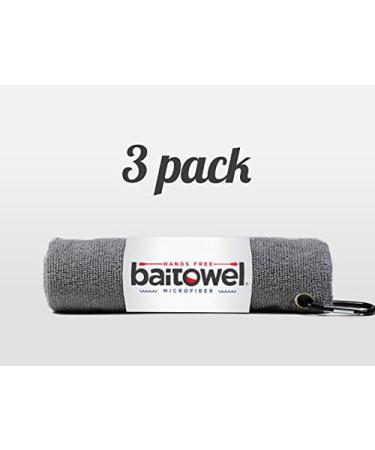 Bait Towel 3 Pack Gray Fishing Towels with Clip, Plush Microfiber nap  Fabric, 16x16, The Original Bait Towel Value 3 Pack (Overcast Gray)