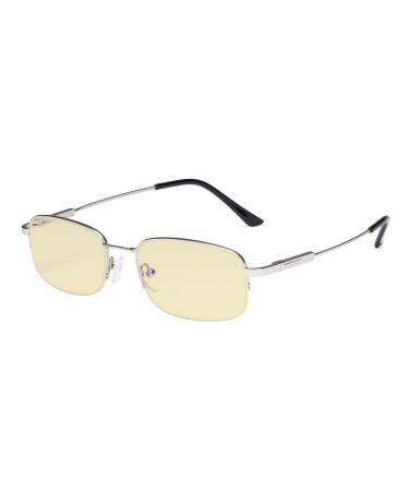 Eyekepper Computer Glasses Men Women-Blue light Blocking Reading Glasses-Memory Titamiun Readers-Half Rims Silver +2.00 +2.00 Silver