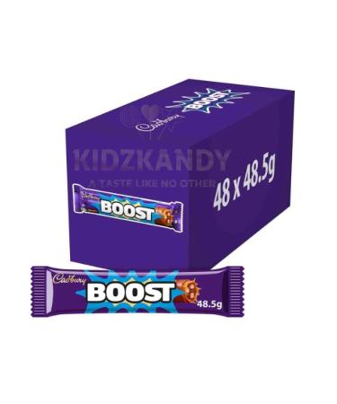 Boost Chocolate Box Full Box of 48 x 48.5g Boost Chocolate Favourtite Chocolate Crunchy Biscuit Deliciously Chewy Caramel Chocolate