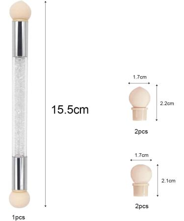 Jagowa 1 Piece Nail Art Sponge Brush Double Head Smudge Gradient Pen Washable Nail Art Tool with 4 Replacement Heads for Women Decoration DIY Nail Art (White) - Buy Online on GoSupps.com