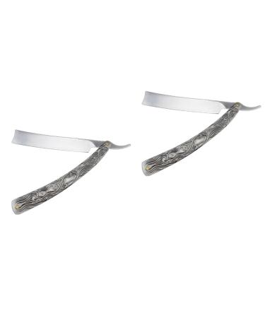 Magiclulu 2 Stk manual razor old type razor -gray old razor on shave razor knife razor facial razor manual razor face beard razor manual manual