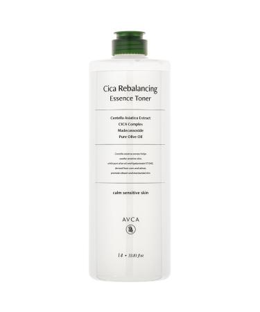 AVCA CICA Rebalancing Essence Facial Toner - Korean Toner with Centella Asiatica for Hydrating & Soothing ph5.5 Trouble Care Korean Skin Care (1L/33.8fl.oz.)