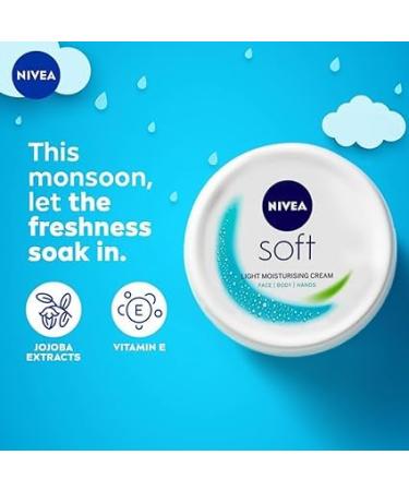NIVEA Soft Light Moisturizer 200ml Non-Greasy Cream for Face Hands & Body | Instant Hydration with Vitamin E & Jojoba Oil | Shop Internationally - Buy Online on GoSupps.com