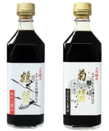 Japanese aritisan soy sauce Yamaroku Tsurubishio and Kikubishio 500ml for each bottle set of 2 different flavors