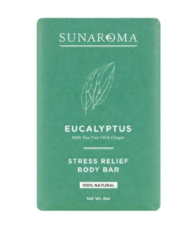 Sunaroma Soap Bar Eucalyptus With Tea Tree + Ginger 8 Ounce (6 Pack)