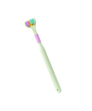 4-part three-sided toothbrush with tongue scraps for cleaning the tongue coating sensory travel toothbrush for autism V-shaped soft brush for complete cleaning with non-slip green