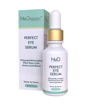 nuorganic Perfect Eye Serum with Plant Stem Cells & Peptides - Minimize Fine Lines  Wrinkles & Dark Circles - Vegan & Cruelty-Free (1fl.Oz)