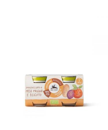 Alce Nero 8 x 80 g homogeneised black fruit - organic products - mixed order option (PRUGNA/MELA) - Biscotto