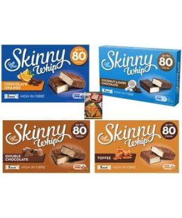 Skinny Cereal Bars Toffee Chocolate Orange Double Chocolate and Coconut and Dark Chocolate Whip with Kitchenfella Healthy Eating Guide - Buy Online on GoSupps.com
