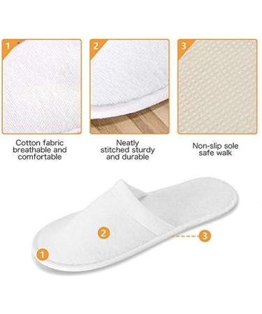 Prevessel 12 Pairs Disposable Spa Shoes - Fluffy Closed Toe House Shoes for Hotel Travel & Home | Unisex White Disposable Slippers - Buy Online on GoSupps.com