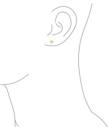 Tiny Mini Unisex BFF Animal Paw Print Stud Earrings - Real Yellow Gold, Women/Teen, Pet Dog/Cat Lover - Safety Clutch Screw Back - Buy Online on GoSupps.com